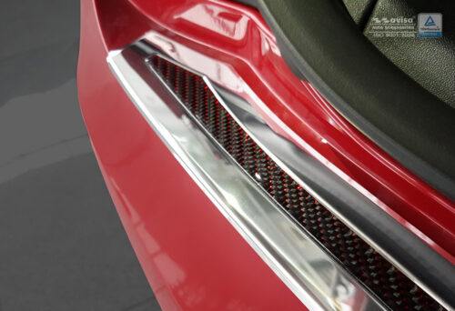 Tesla Model S [12+] stange kaitseliist, punane-must carbon ja poleeritud teras